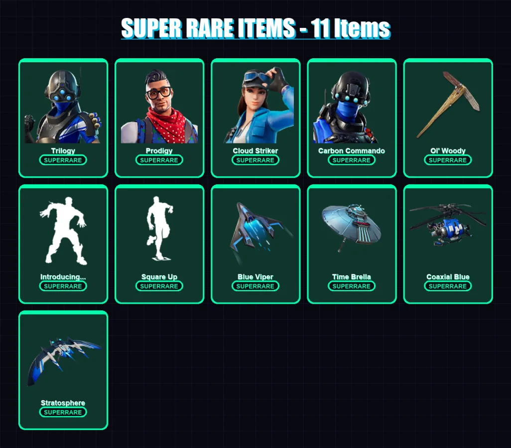 [PC/XBOX] | Trilogy | Prodigy | Cloud Striker | Carbon Commando | Deadpool | 166 skin | 193 pickaxe | 134 emote | 154 glider | Lv1766