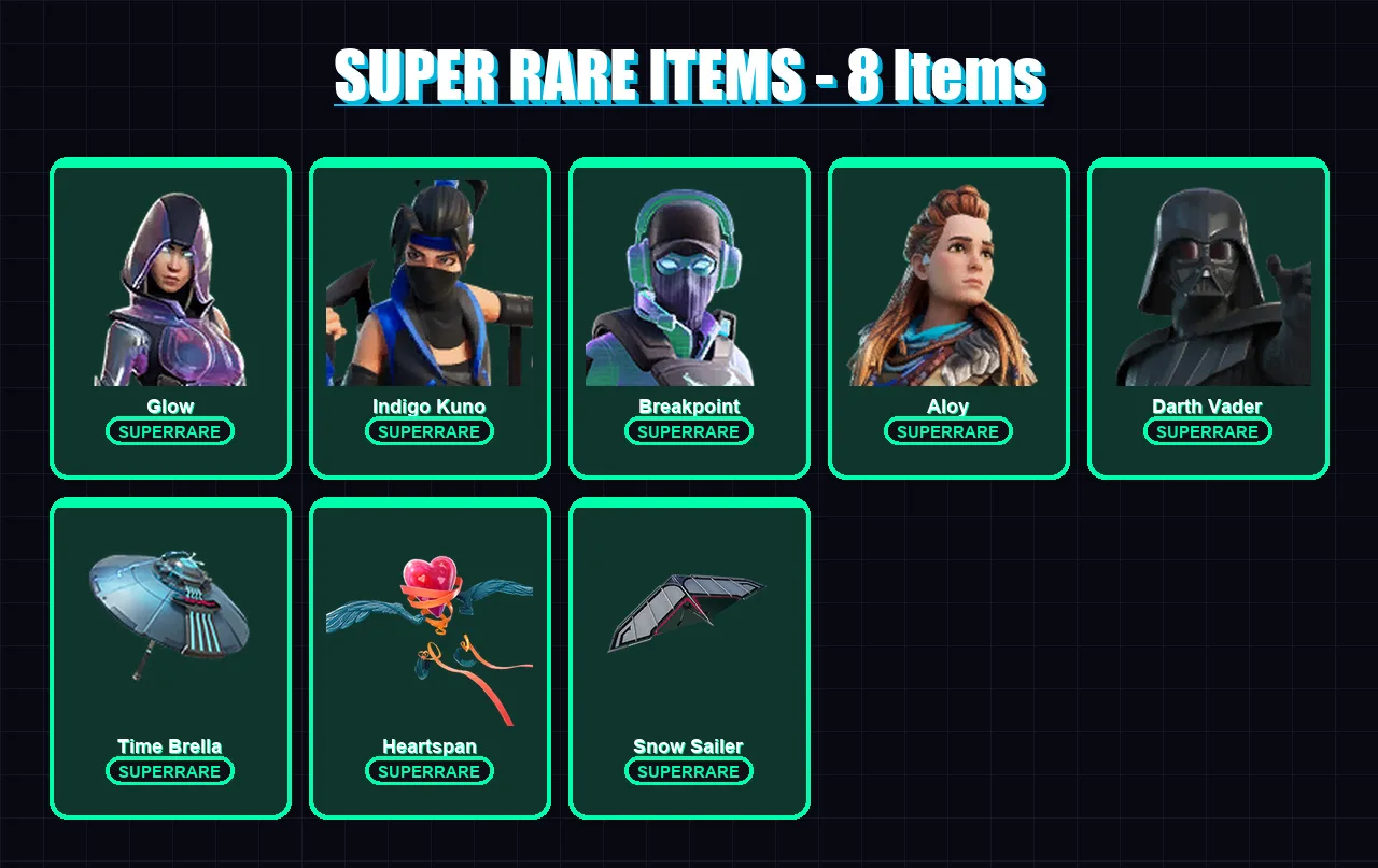 [PS4/PS5/XBOX/PC] | Glow | Indigo Kuno | Breakpoint | Aloy | Darth Vader | 364 skin | 384 pickaxe | 434 emote | 281 glider | Lv4599