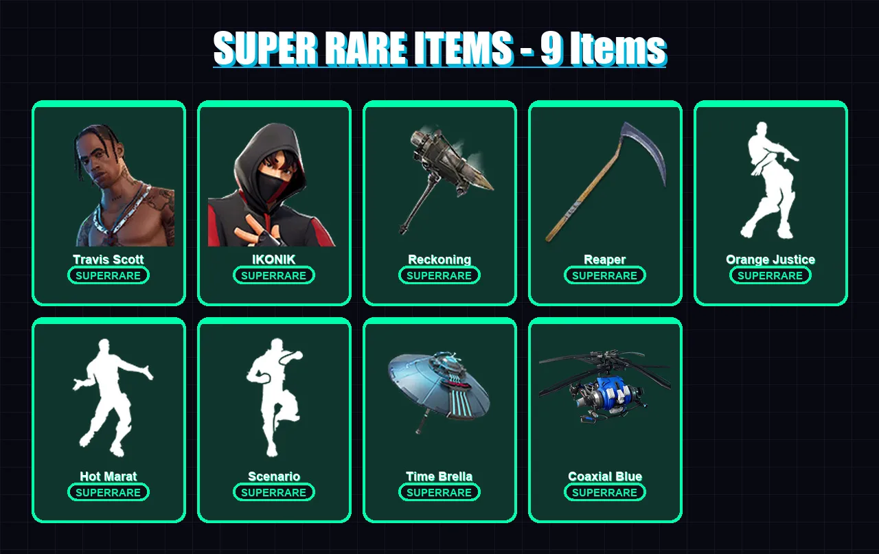 [PC/XBOX] | Travis Scott | IKONIK | Rox | Vendetta | Ragnarok | 118 skin | 96 pickaxe | 111 emote | 106 glider | Lv1384
