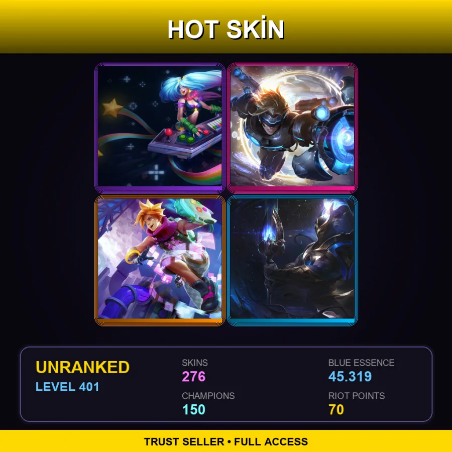 SG | Lv401 | Unranked | 276 Skin | 150 Champ