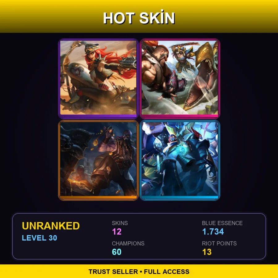EUNE | Lv30 | Unranked | 12 Skin | 60 Champ