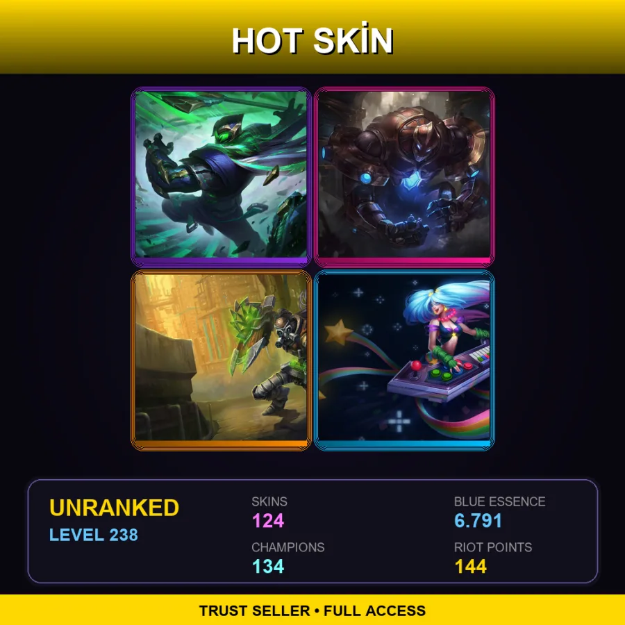 EUNE | Lv238 | Unranked | 124 Skin | 134 Champ