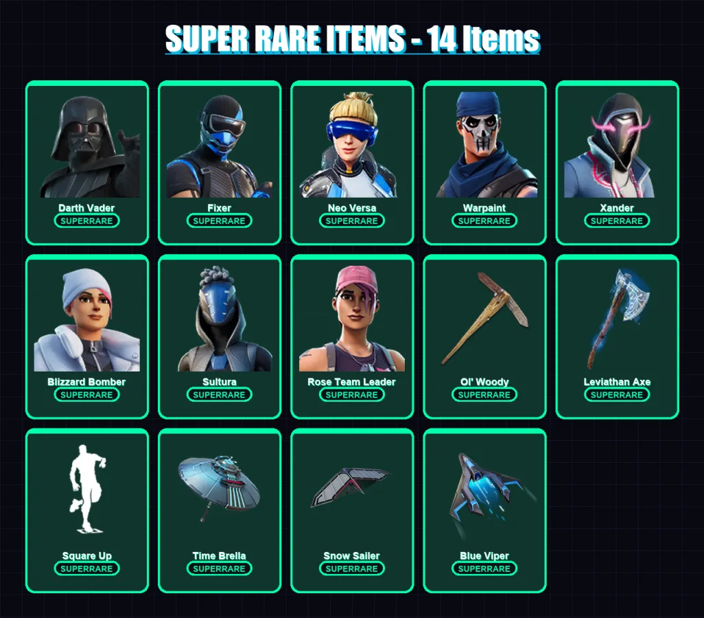 [PS4/PS5/PC] | Darth Vader | Fixer | Neo Versa | Warpaint | Xander | 222 skin | 299 pickaxe | 233 emote | 214 glider | Lv4099