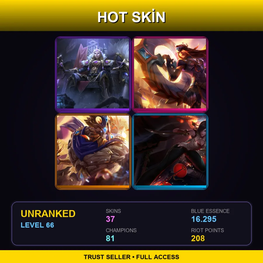 NA | Lv66 | Unranked | 37 Skin | 81 Champ — LoL account