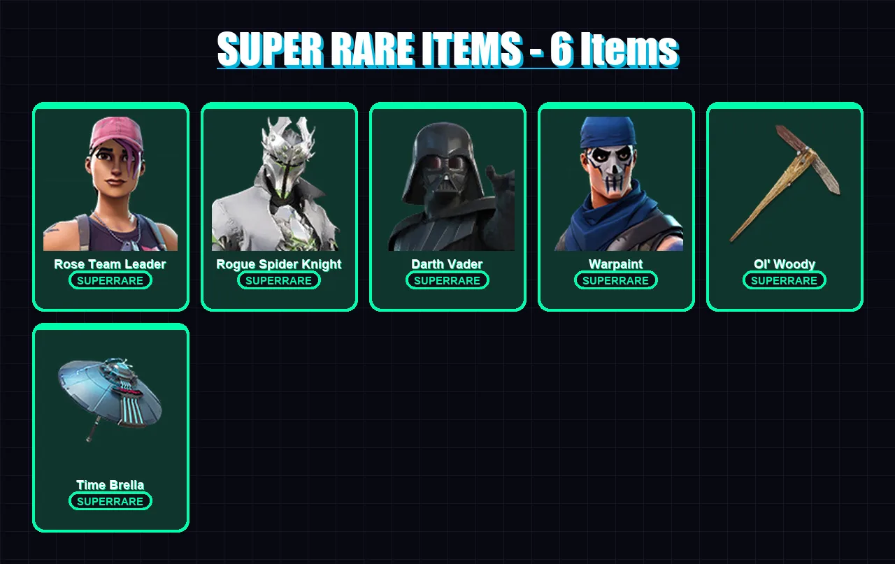 [PC/PSN] | Rose Team Leader | Rogue Spider Knight | Darth Vader | Warpaint | Ronin | 154 skin | 135 pickaxe | 143 emote | 116 glider | Lv1740