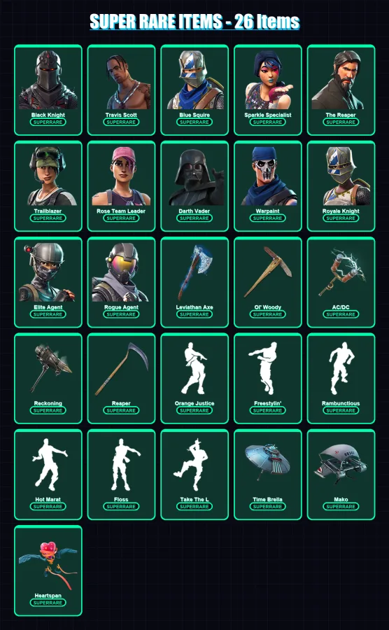 [PC/XBOX/PSN] | Black Knight | Travis Scott | Blue Squire | Sparkle Specialist | The Reaper | 243 skin | 221 pickaxe | 247 emote | 175 glider | Lv27