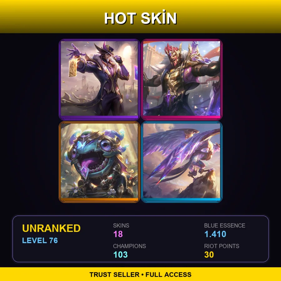 EUNE | Lv76 | Unranked | 18 Skin | 103 Champ — LoL account