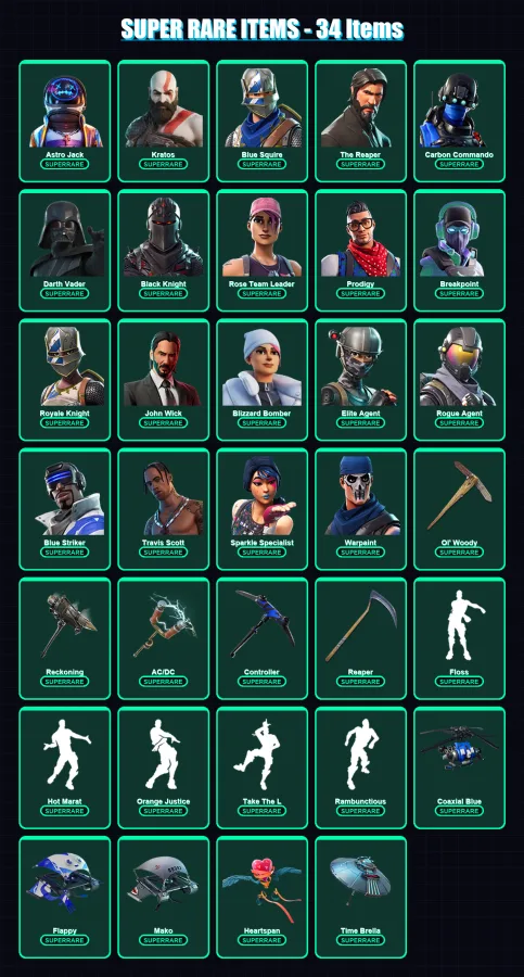 [PC/XBOX] | Astro Jack | Kratos | Blue Squire | The Reaper | Carbon Commando | 537 skin | 449 pickaxe | 328 emote | 336 glider | Lv6650