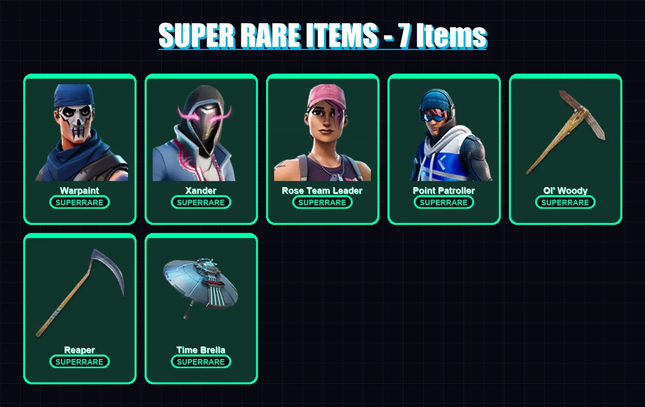 [PS4/PS5/PC] | Warpaint | Xander | Rose Team Leader | Point Patroller | The Scientist | 81 skin | 104 pickaxe | 110 emote | 96 glider | Lv1424