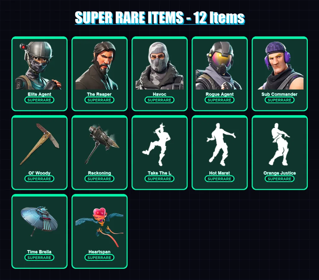 [PC/PSN] | Elite Agent | The Reaper | Havoc | Rogue Agent | Sub Commander | 118 skin | 178 pickaxe | 149 emote | 160 glider | Lv2624