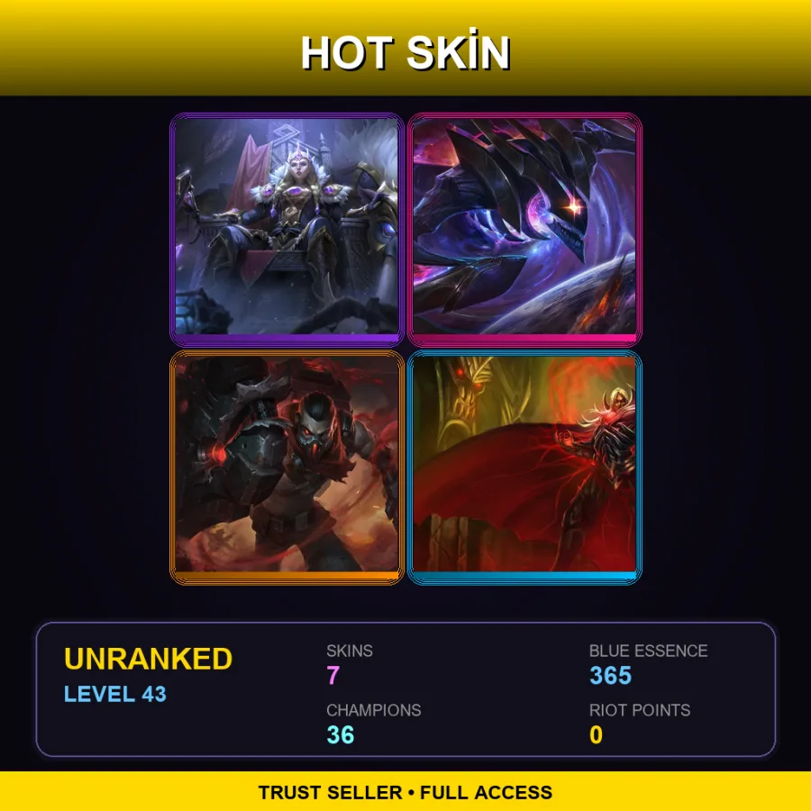 EUW | Victorious Sejuani | Dark Star Kha'Zix | Resistance Singed | Blood Lord Vladimir | 7 Skin | 36 Champ | Lv43