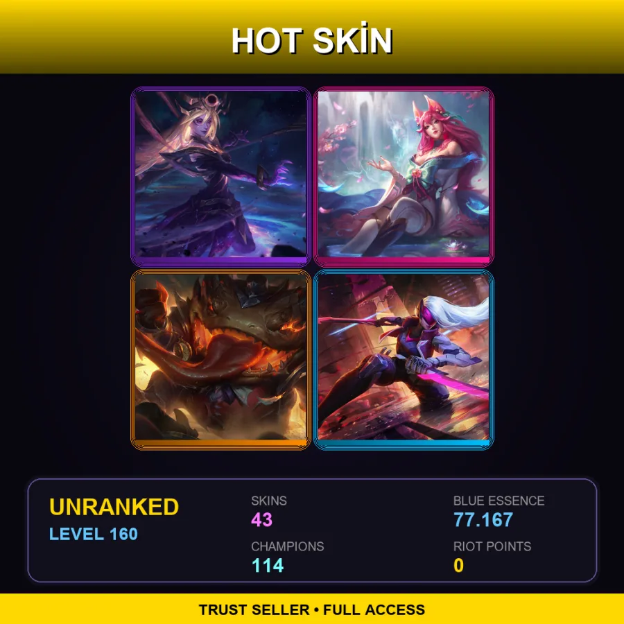 EUNE | Lv160 | Unranked | 43 Skin | 114 Champ