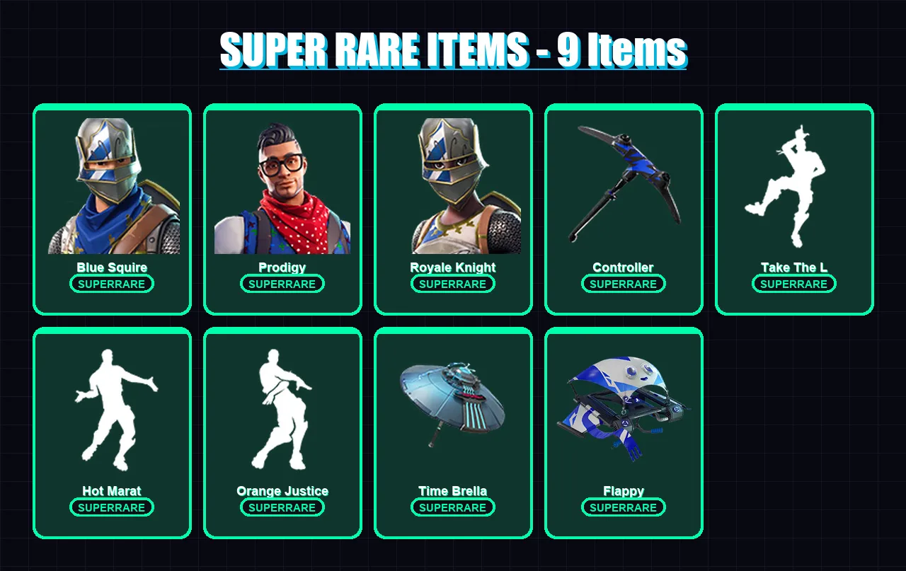 [PC/XBOX] | Blue Squire | Prodigy | Royale Knight | Dark Voyager | Zenith | 12 skin | 19 pickaxe | 27 emote | 28 glider | Lv440