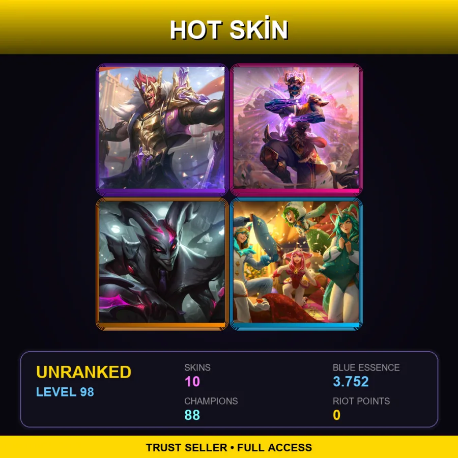 JP | Lv98 | Unranked | 10 Skin | 88 Champ