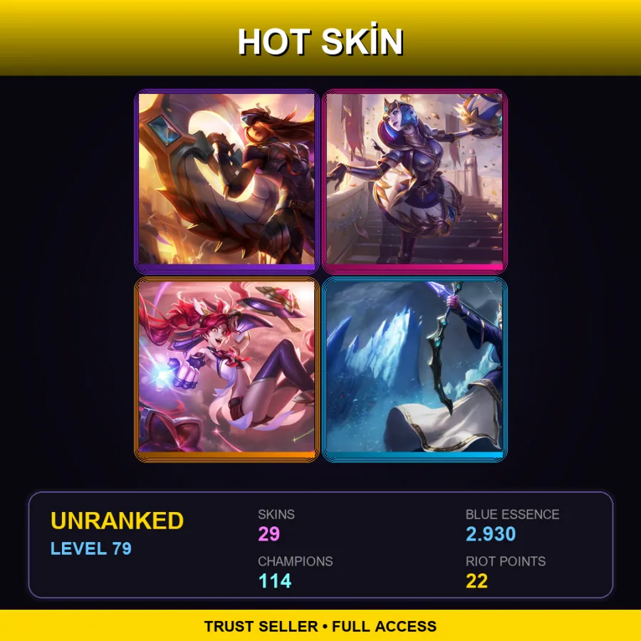 TR | Lv79 | Unranked | 29 Skin | 114 Champ — LoL account