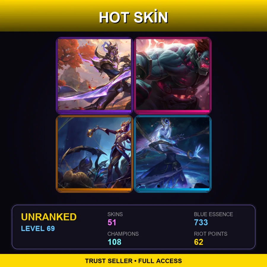 EUW | Lv69 | Unranked | 51 Skin | 108 Champ