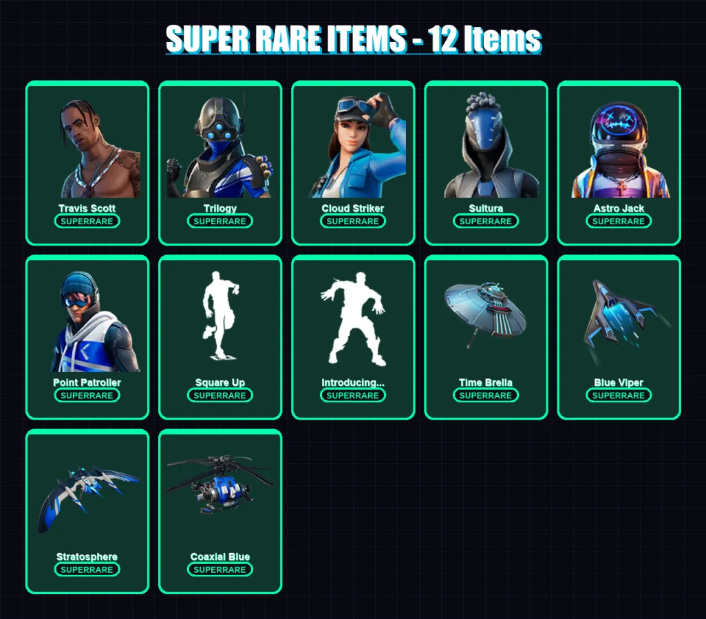 [PS4/PS5/PC] | Travis Scott | Trilogy | Cloud Striker | Sultura | Astro Jack | 50 skin | 95 pickaxe | 76 emote | 78 glider | Lv1184