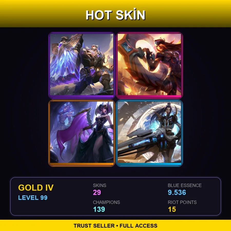 EUW | Victorious Braum | Victorious Sivir | Victorious Morgana | Pulsefire Caitlyn | 29 Skin | 139 Champ | Gold IV | Lv99