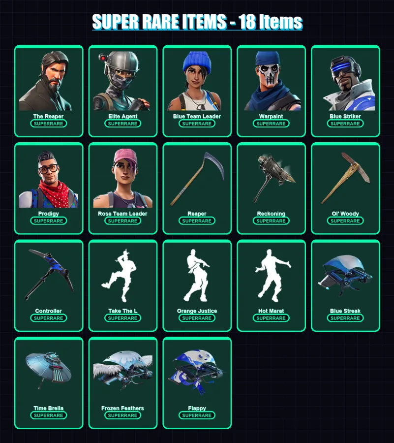 [PS4/PS5/XBOX/PC] | The Reaper | Elite Agent | Blue Team Leader | Warpaint | Blue Striker | 64 skin | 69 pickaxe | 86 emote | 80 glider | Lv1212 — Fortnite account