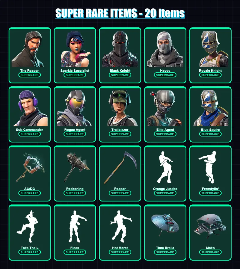 [PC/PSN] | The Reaper | Sparkle Specialist | Black Knight | Havoc | Royale Knight | 92 skin | 76 pickaxe | 92 emote | 82 glider | Lv1178