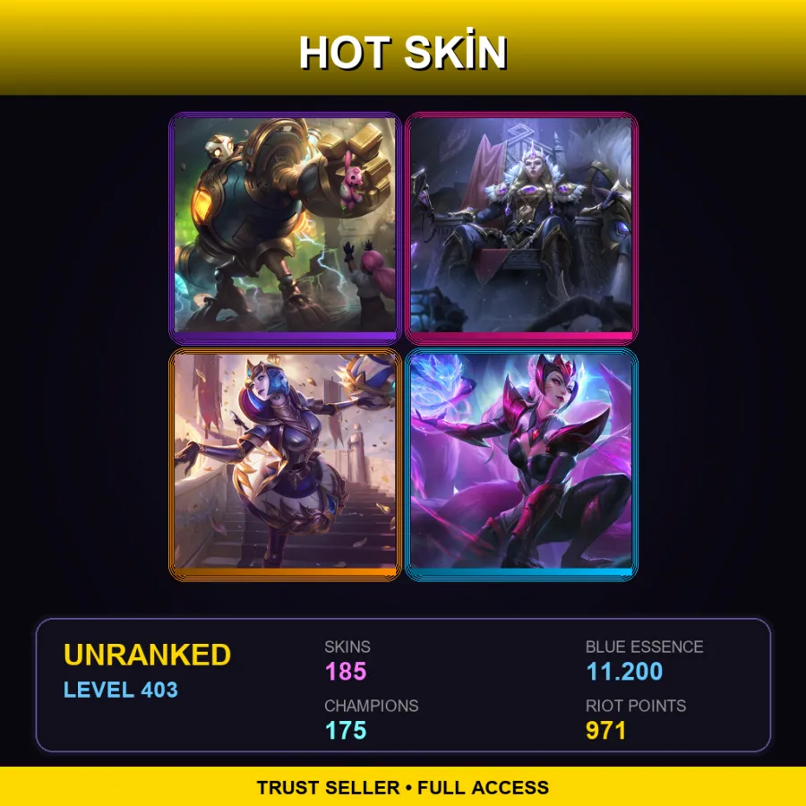 EUW | Lv403 | Unranked | 185 Skin | 175 Champ