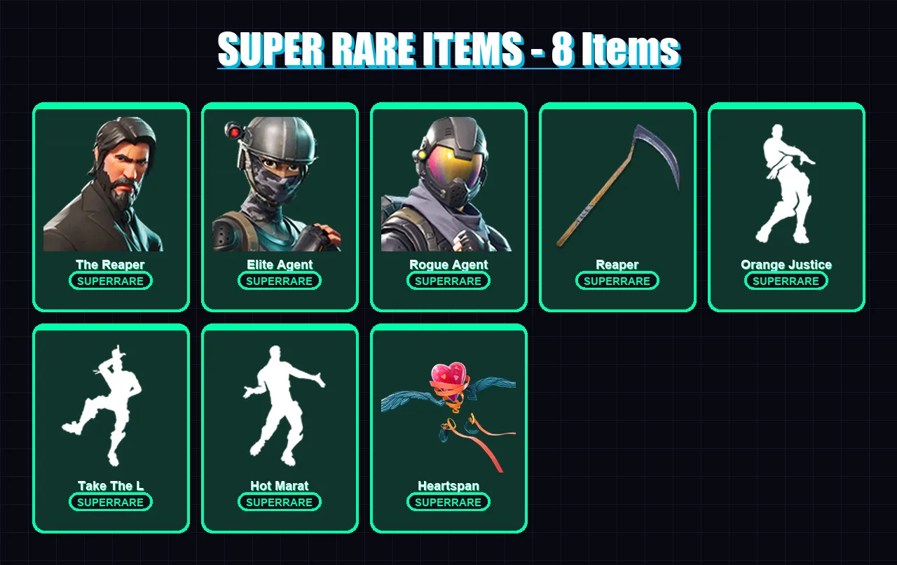[SWITCH/XBOX/PSN/PC] | The Reaper | Elite Agent | Rogue Agent | Drift | Blackheart | 56 skin | 61 pickaxe | 63 emote | 63 glider | Lv1008