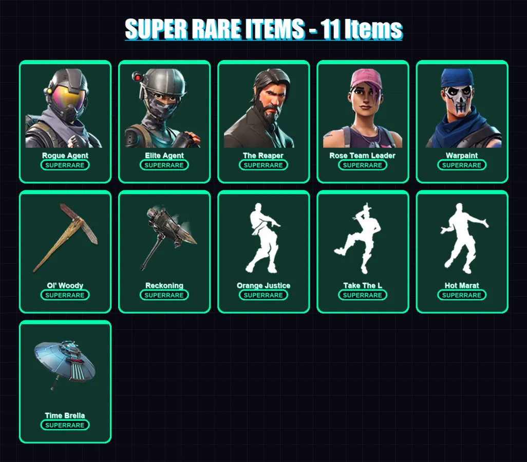 [PC/XBOX/PSN] | Rogue Agent | Elite Agent | The Reaper | Rose Team Leader | Warpaint | 76 skin | 76 pickaxe | 74 emote | 79 glider | Lv1021 — Fortnite account