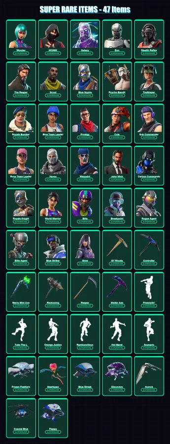 [PS4/PS5/XBOX/PC] | Wonder | IKONIK | Galaxy | Eon | Stealth Reflex | 472 skin | 295 pickaxe | 256 emote | 181 glider | Lv2210 — Fortnite account