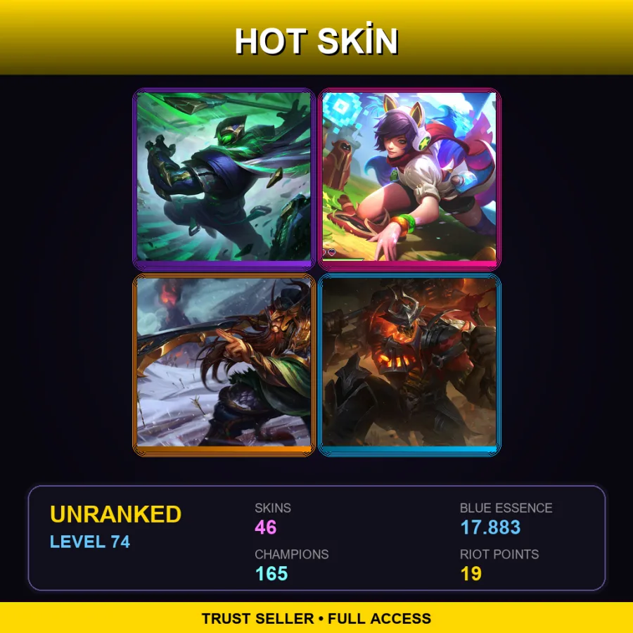 VN | Lv74 | Unranked | 46 Skin | 165 Champ — Snow Man Yi