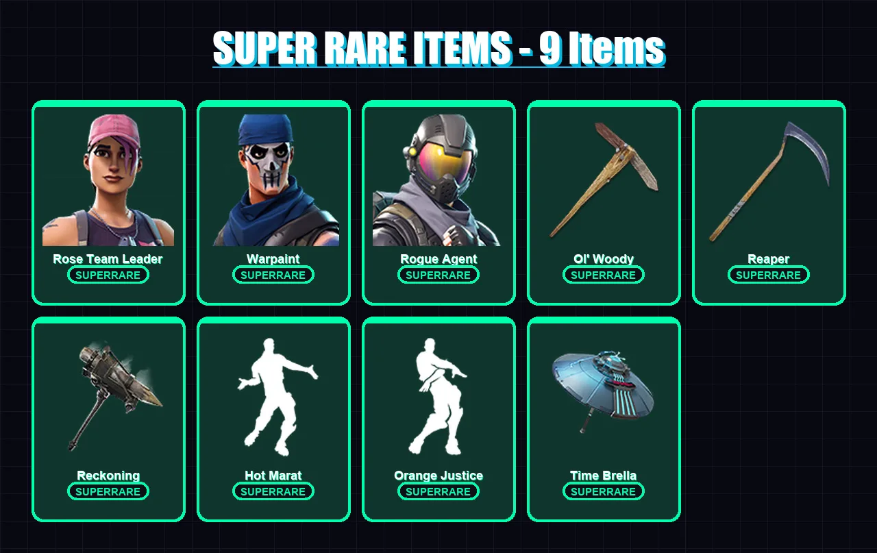 [PC/XBOX/PSN] | Rose Team Leader | Warpaint | Rogue Agent | The Prisoner | Omega | 91 skin | 94 pickaxe | 100 emote | 83 glider | Lv1062