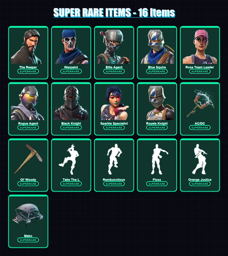 [PC/XBOX/PSN] | The Reaper | Warpaint | Elite Agent | Blue Squire | Rose Team Leader | 23 skin | 22 pickaxe | 33 emote | 26 glider | Lv419 — Fortnite account