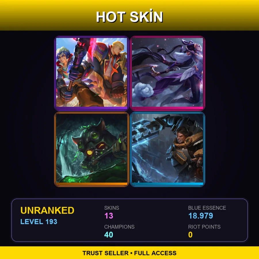 LAN | Lv193 | Unranked | 13 Skin | 40 Champ