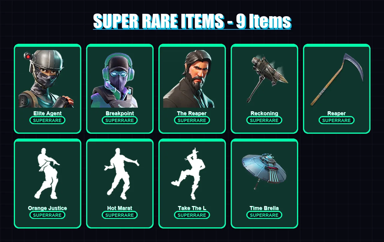 [PC/PSN] | Elite Agent | Breakpoint | The Reaper | Hybrid | Fusion | 105 skin | 84 pickaxe | 95 emote | 90 glider | Lv1479
