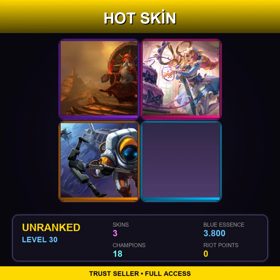 NA | Lv30 | Unranked | 3 Skin | 18 Champ
