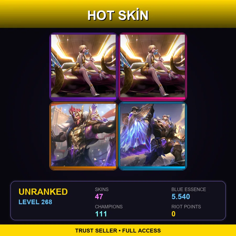 LAS | Lv268 | Unranked | 47 Skin | 111 Champ — LoL account