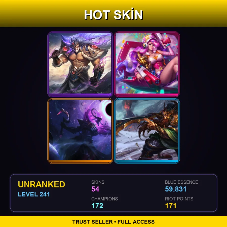 EUW | Lv241 | Unranked | 54 Skin | 172 Champ — LoL account