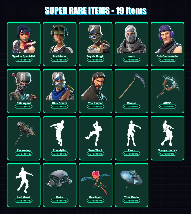 [PC/XBOX/PSN] | Sparkle Specialist | Trailblazer | Royale Knight | Havoc | Sub Commander | 54 skin | 42 pickaxe | 49 emote | 54 glider | Lv711 — Fortnite account