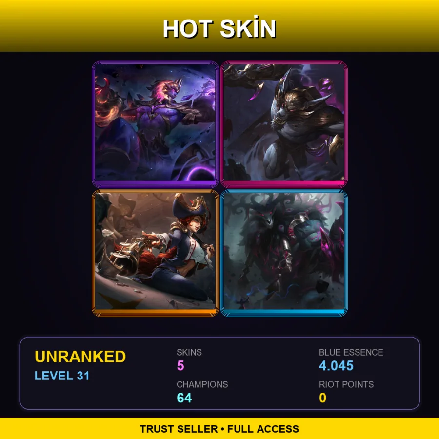 VN | Lv31 | Unranked | 5 Skin | 64 Champ