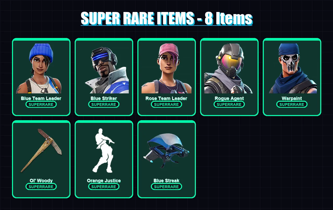 [PC/XBOX] | Blue Team Leader | Blue Striker | Rose Team Leader | Rogue Agent | Warpaint | 54 skin | 56 pickaxe | 52 emote | 58 glider | Lv1011