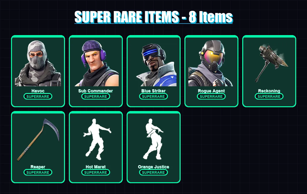 [PC/XBOX] | Havoc | Sub Commander | Blue Striker | Rogue Agent | Blackheart | 71 skin | 58 pickaxe | 75 emote | 54 glider | Lv857 — Fortnite account