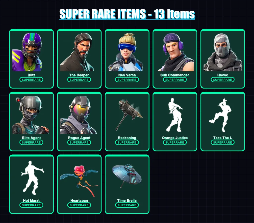 [PC/XBOX/PSN] | Blitz | The Reaper | Neo Versa | Sub Commander | Havoc | 108 skin | 84 pickaxe | 105 emote | 99 glider | Lv1293 — Fortnite account
