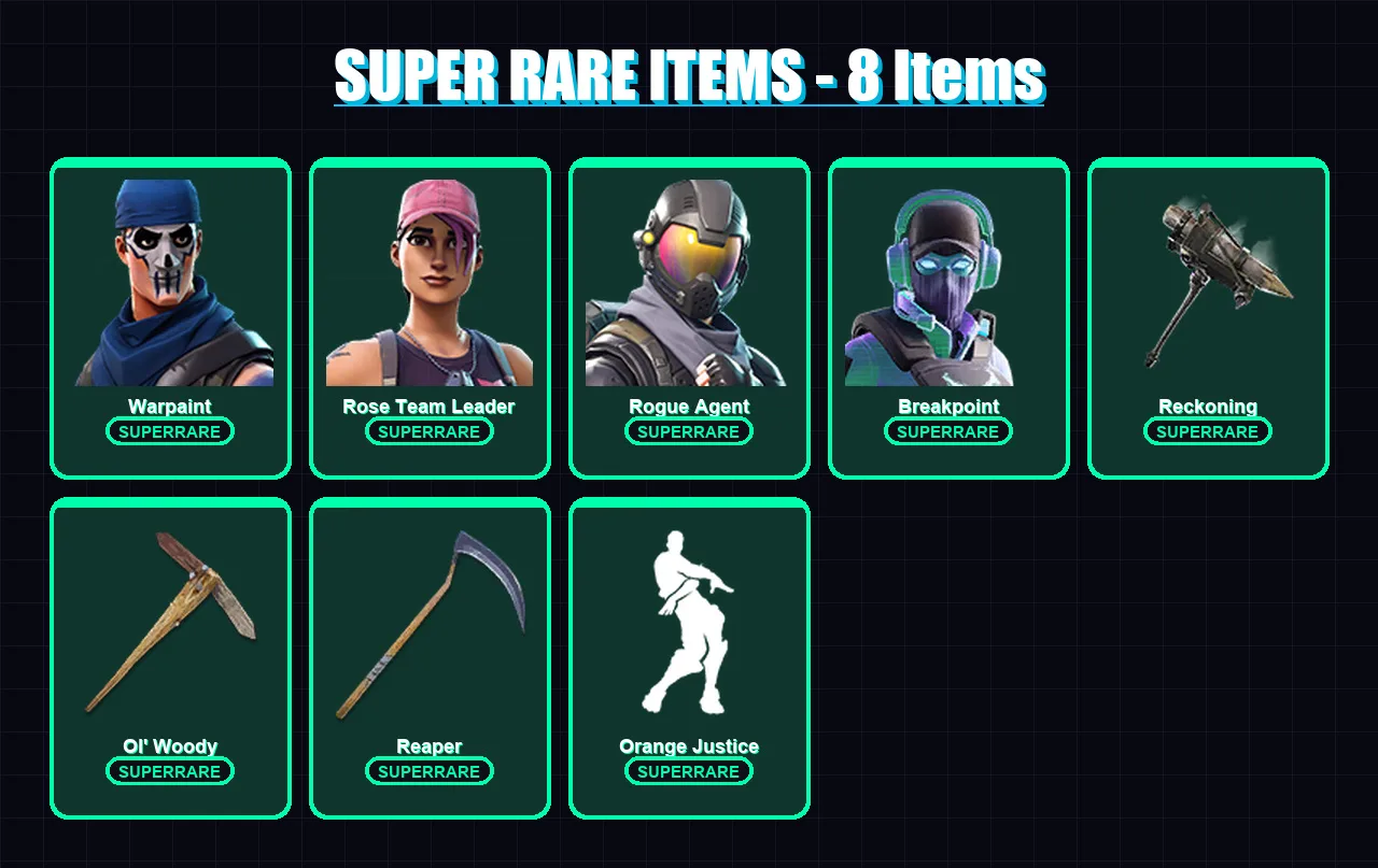 [PC] | Warpaint | Rose Team Leader | Rogue Agent | Breakpoint | Drift | 137 skin | 112 pickaxe | 111 emote | 87 glider | Lv847 — Fortnite account