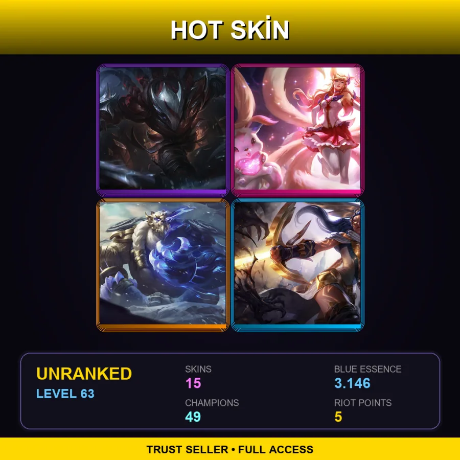 TR | Lv63 | Unranked | 15 Skin | 49 Champ — LoL account