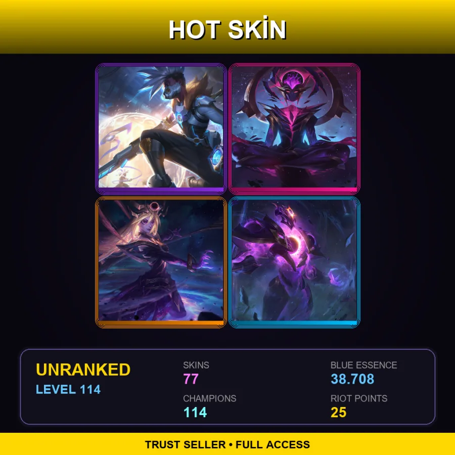 TR | Lv114 | Unranked | 77 Skin | 114 Champ