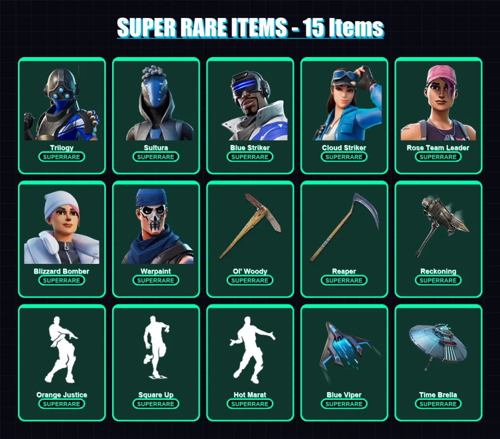 [PS4/PS5/XBOX/PC] | Trilogy | Sultura | Blue Striker | Cloud Striker | Rose Team Leader | 196 skin | 237 pickaxe | 193 emote | 189 glider | Lv3066