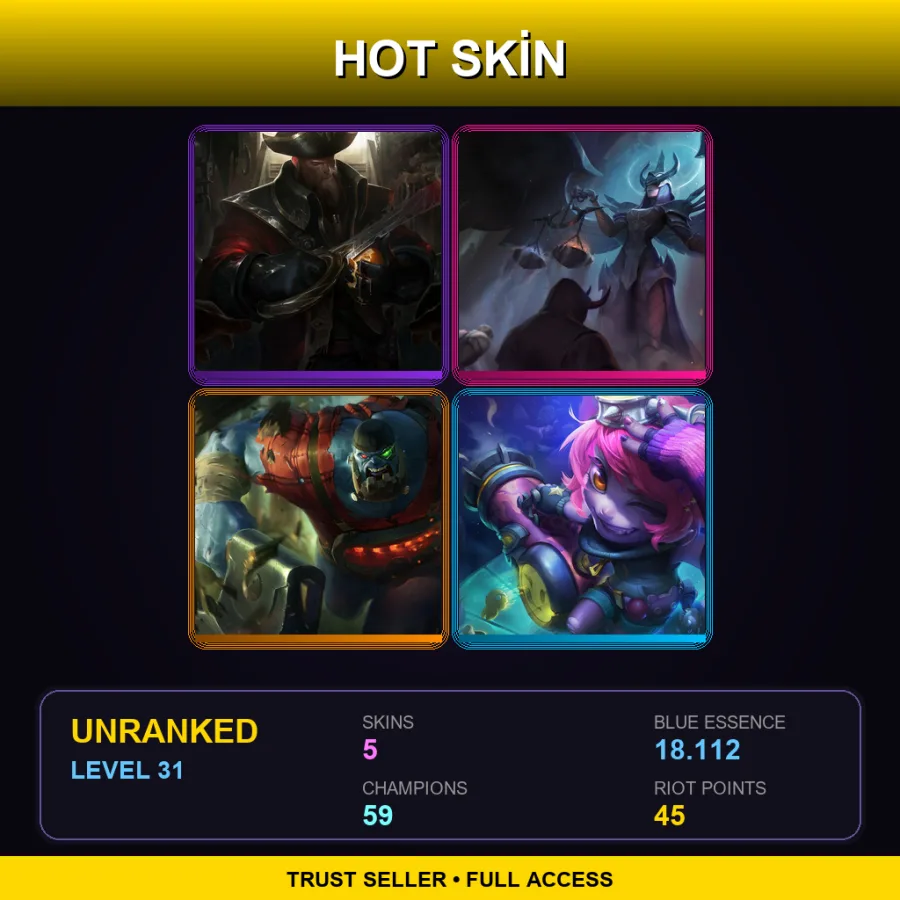 EUW | Lv31 | Unranked | 5 Skin | 59 Champ — LoL account