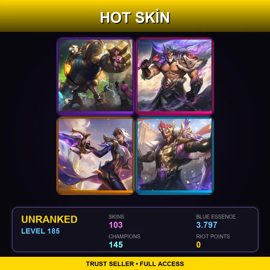 LAN | Lv185 | Unranked | 103 Skin | 145 Champ
