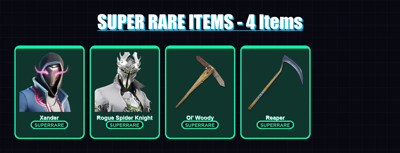 [PC/XBOX/PSN] | Xander | Rogue Spider Knight | Snap | Paradigm (Reality-659) | Twyn | 107 skin | 110 pickaxe | 98 emote | 85 glider | Lv1214