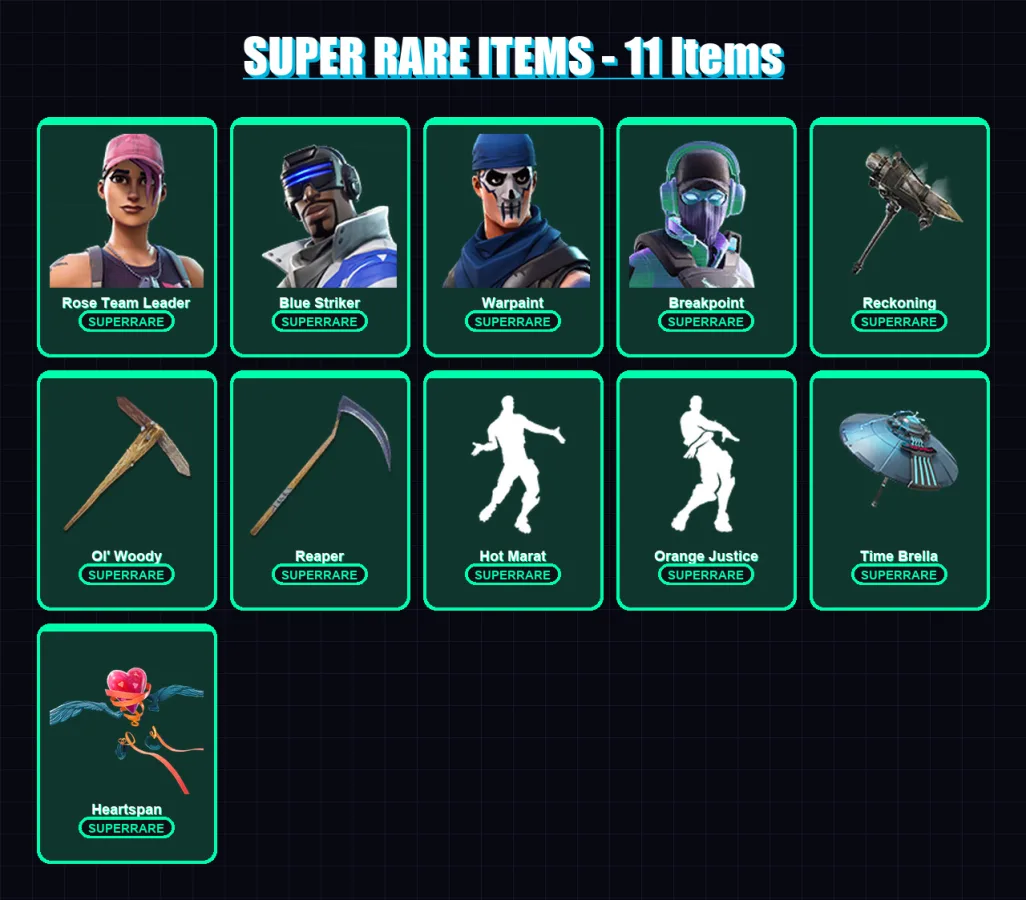 [PC/XBOX] | Rose Team Leader | Blue Striker | Warpaint | Breakpoint | Deadpool | 127 skin | 130 pickaxe | 137 emote | 127 glider | Lv1748