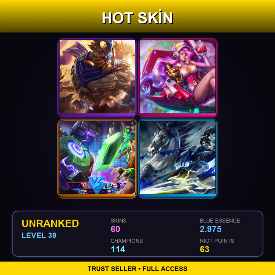 SG | Lv39 | Unranked | 60 Skin | 114 Champ